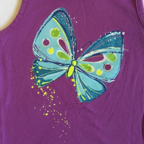 children's place glitter butterfly graphic cotton tank top 12-18 month baby girl - Picture 2 of 5
